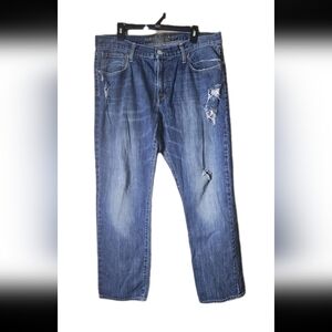 AMERICAN EAGLE Jeans Mens‎ 36x32 Original Straight Faded Blue Dark Wash Flex